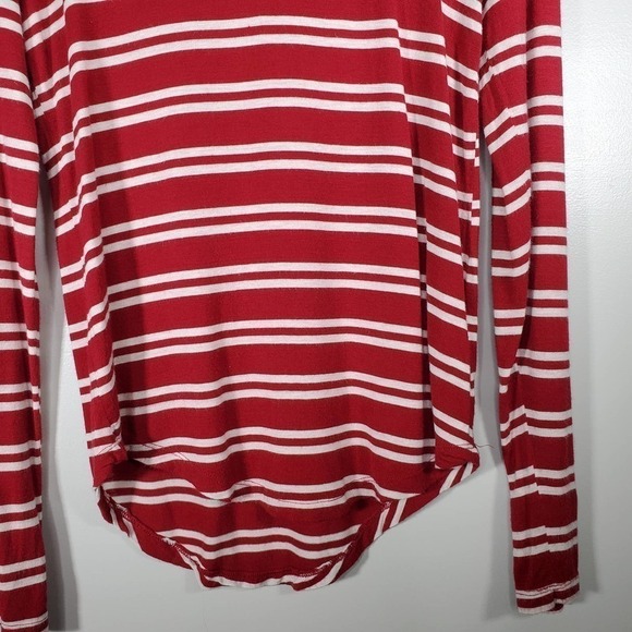 Poof! Striped V-Neck Long Sleeve Top Red White Size Large - Picture 3 of 7
